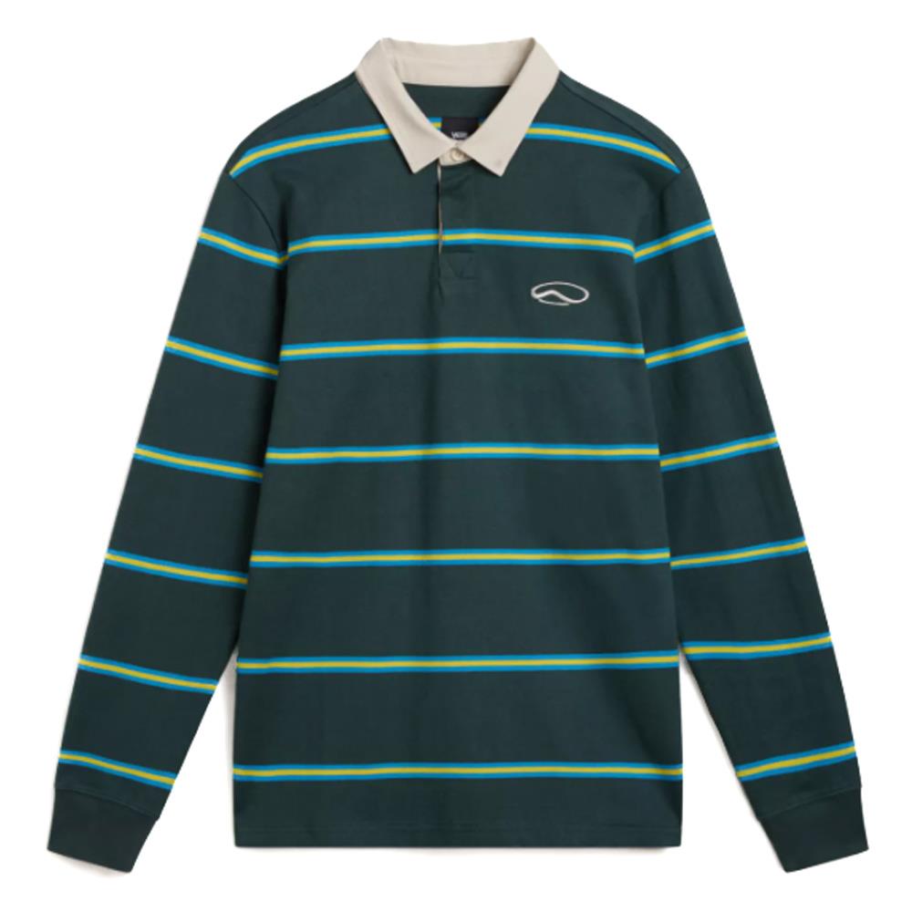 Vans Gatewood Rugby Stripe Long Sleeve Polo Green Gables Source BMX