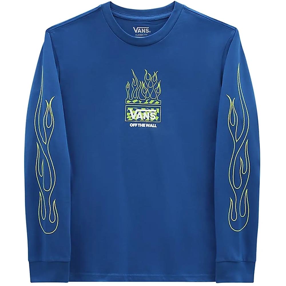 Blue - Neon True BMX Long Vans | T-Shirt Source Flames Kids Sleeve