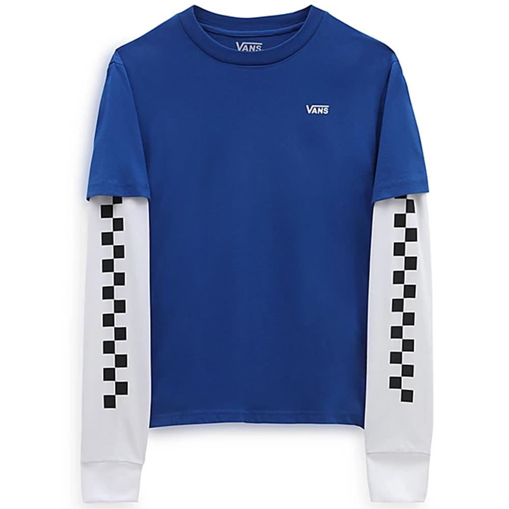 Vans Boys Check Long Sleeve Twofer T Shirt Blue White