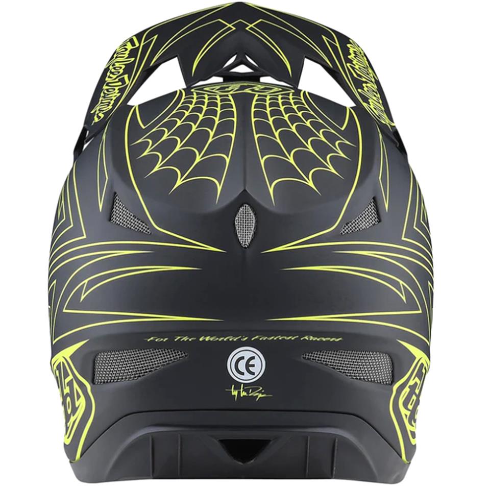 Casco da gara in fibra di Troy Lee D3 - Spiderstripe grigio/giallo