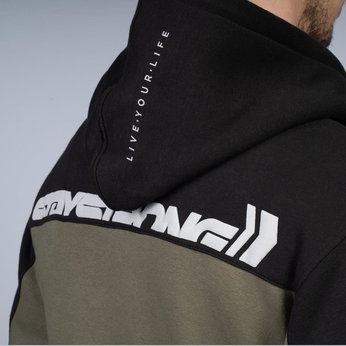 Stay Strong Cut Off Hoodie - Black/Olive