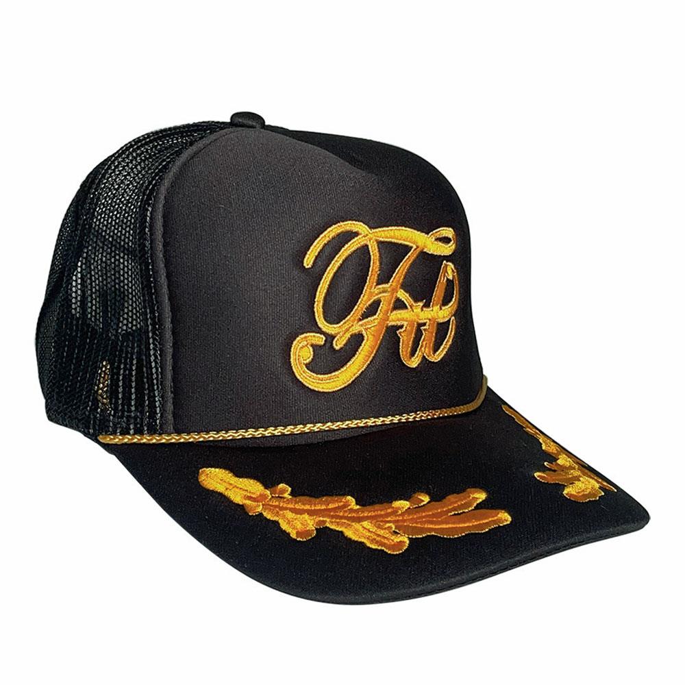 Fit High Crown Captains Trucker Hat - Black