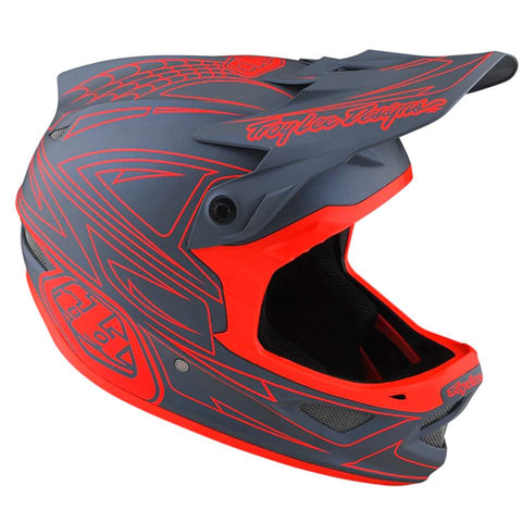 Troy Lee D3 Fiberlite Race Helmet - SpiderStripe Grey/Red | Source BMX