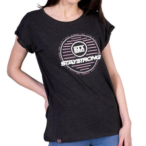 Stay Strong Neon Circle Womens T-Shirt - Charcoal